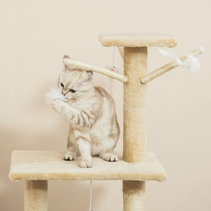 Cat Tree Tower Beige 35x134x60cm