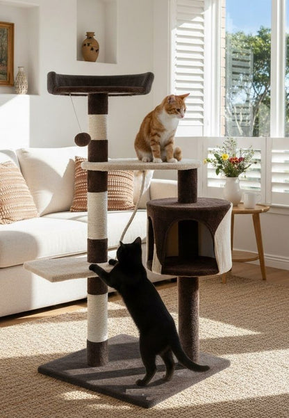 Cat Tree Tower Grey 40x140x40cm