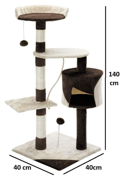 Cat Tree 140cm Plush Perch 40x140x40cm