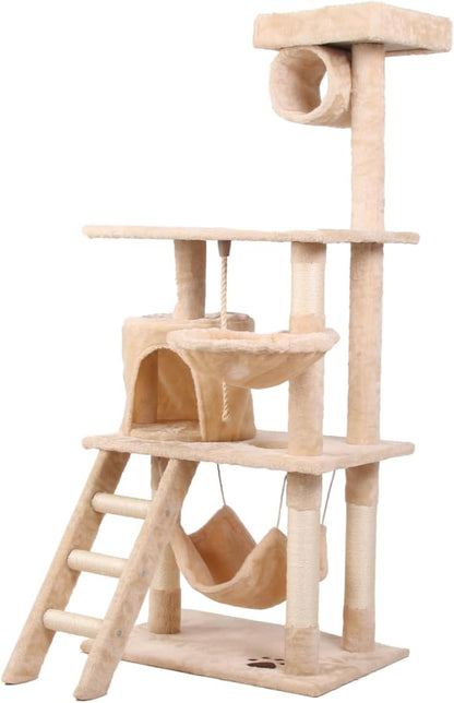 Cat Tree Tower Beige 70x141x40cm