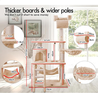 Cat Tree Tower Beige 70x141x40cm