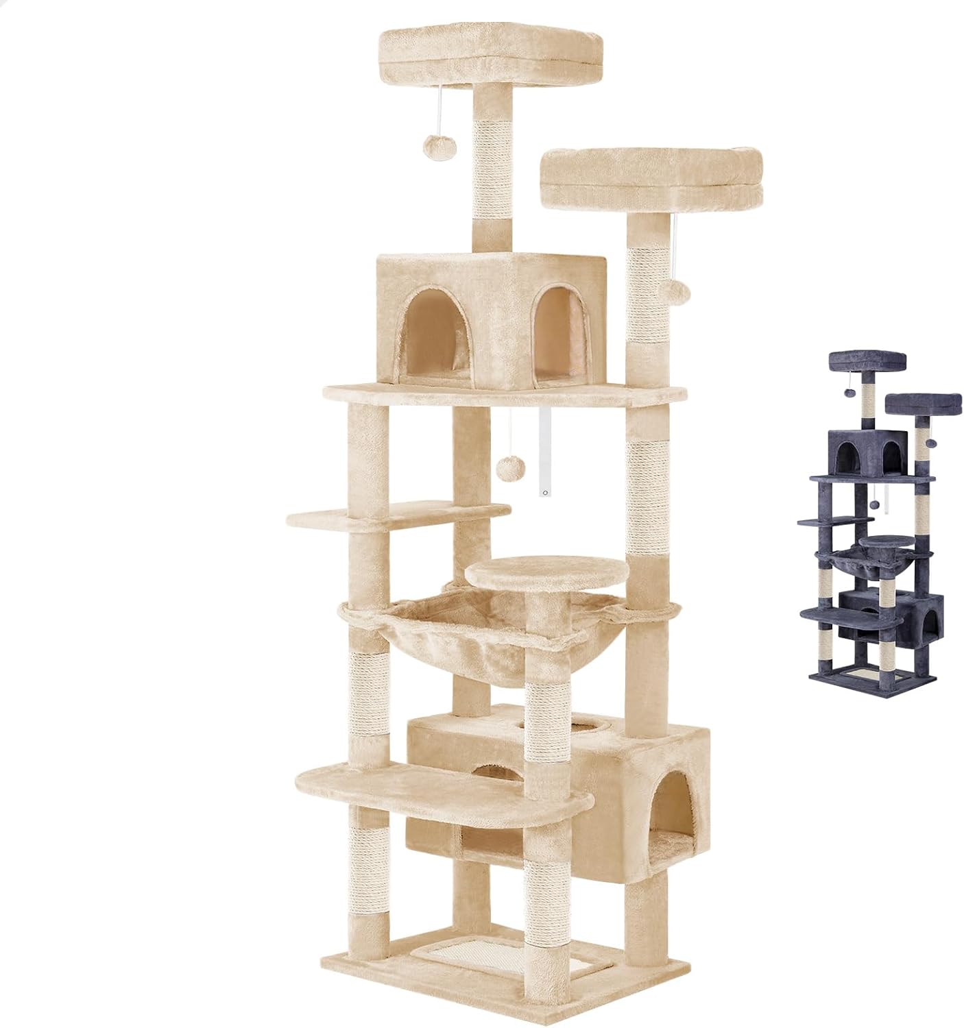 Cat Tree Tower With Plush Perches 53x184x43cm