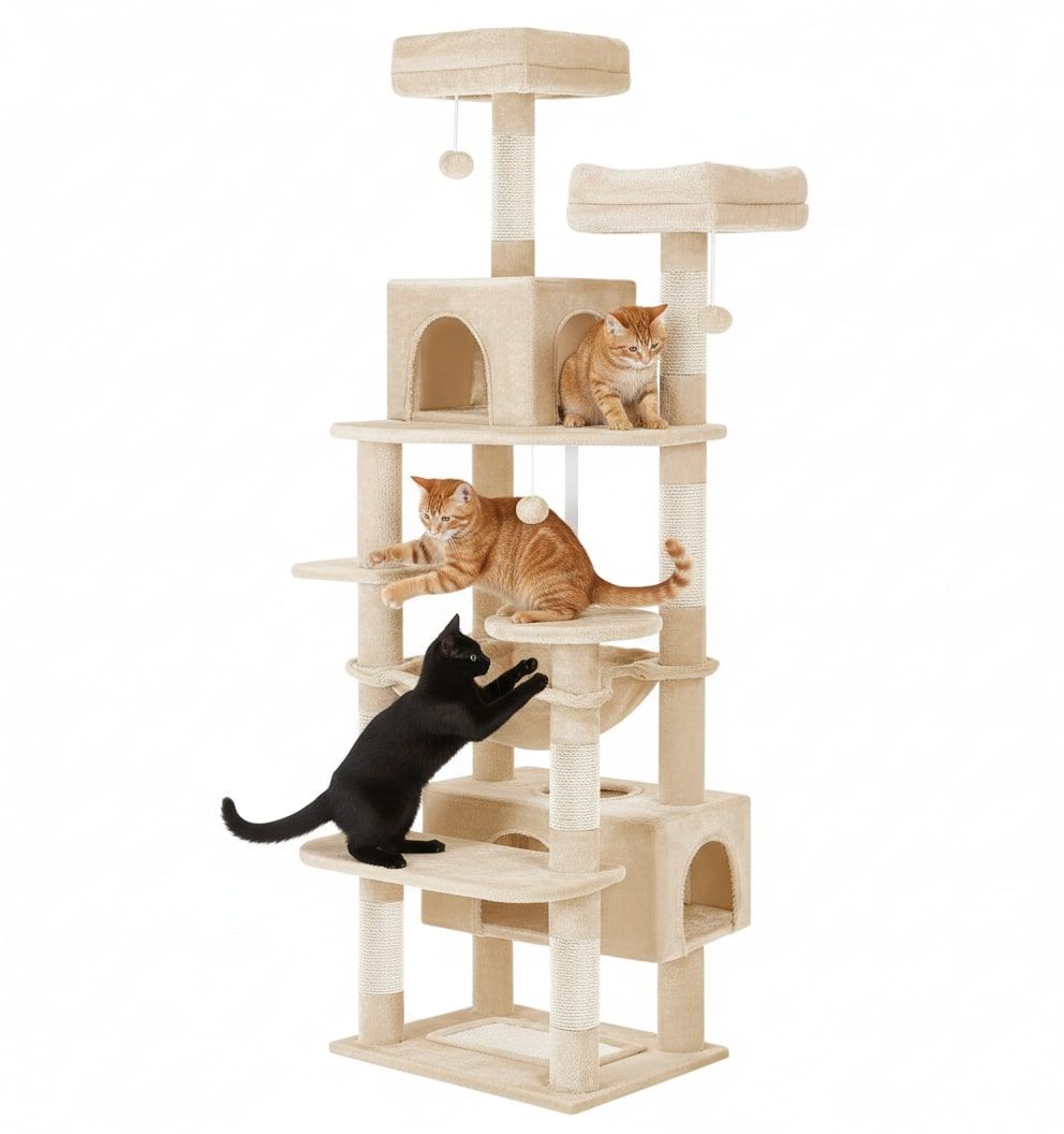 Cat Tree Tower With Plush Perches 53x184x43cm