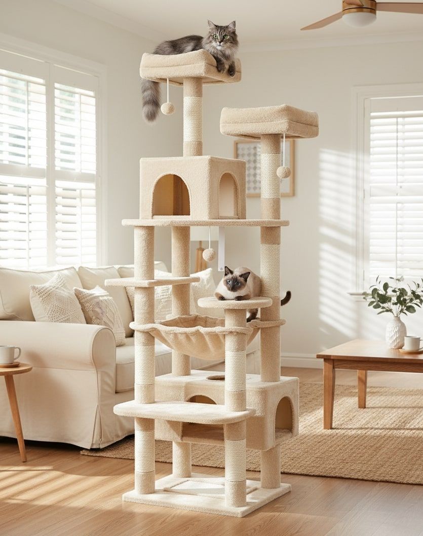 Cat Tree Tower With Plush Perches 53x184x43cm