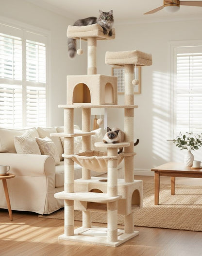 Cat Tree Tower With Plush Perches 53x184x43cm