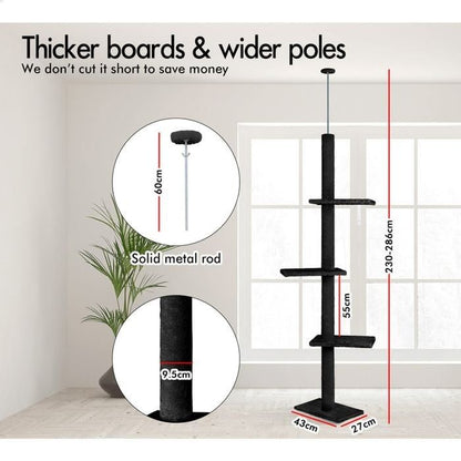 Cat Tree Tower Adjustable Height 43x230x27cm