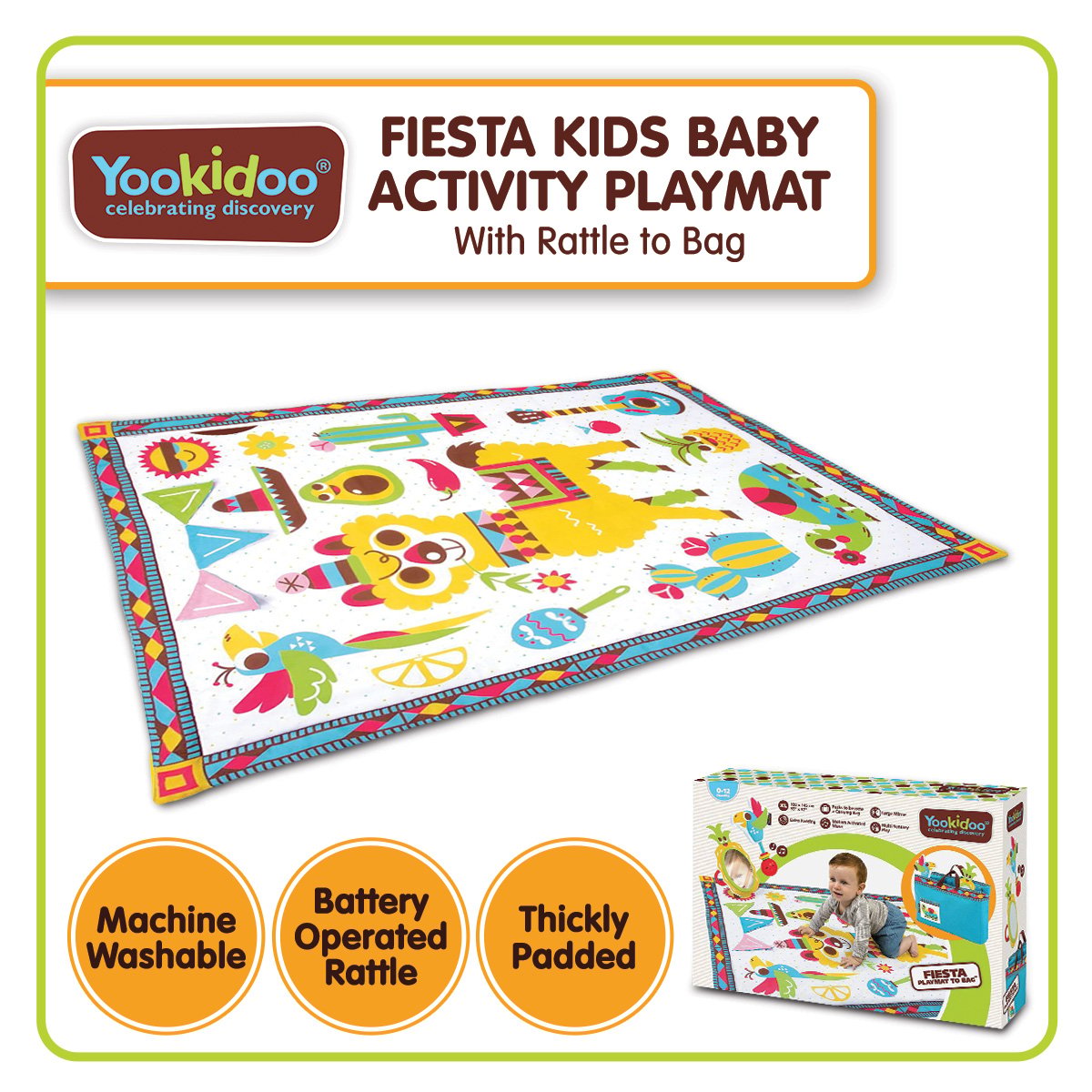 Kids Baby Activity Playmat to Bag with Musical Rattle