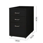 3 Drawer Office Drawers Cabinet Black