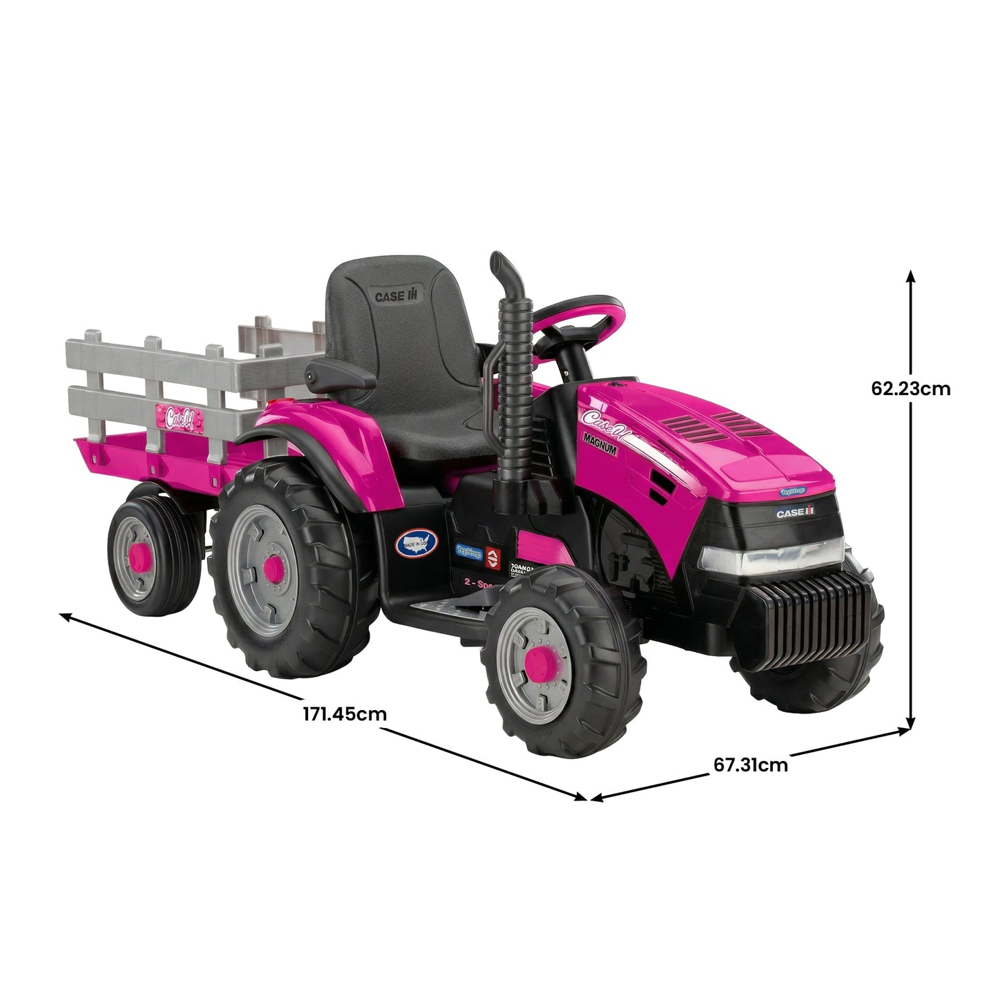 Ride On Tractor Pink 2 Speed 171.45x67.31x62.23cm