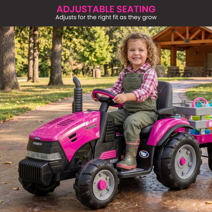 Ride On Tractor Pink 2 Speed 171.45x67.31x62.23cm