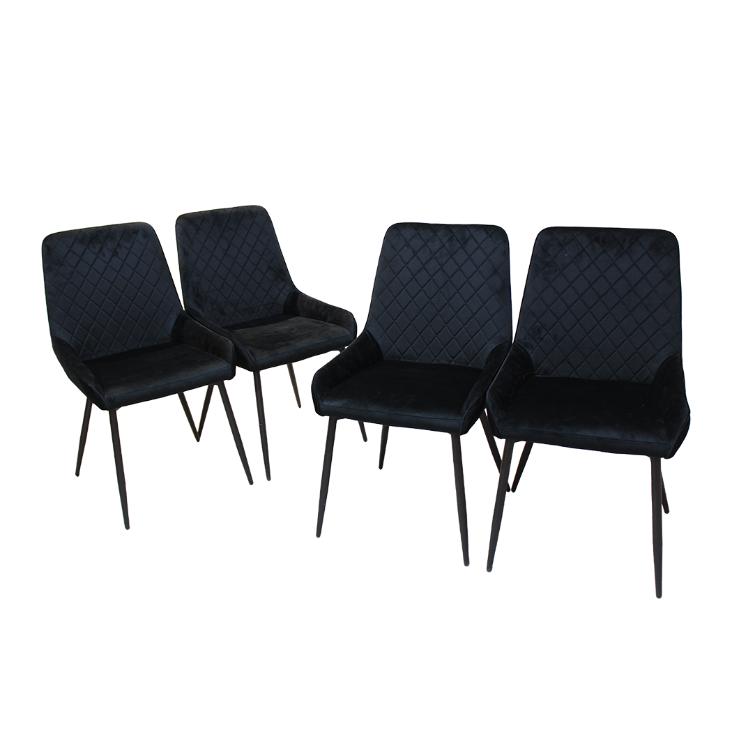 Ergonomic Dining Chairs x 4 Padded Seat Soft Velvet  Foldable
