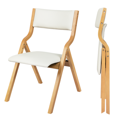 Modern 8x Dining Chairs Foldable PU Beige  Multipurpose Use