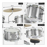 Childrens 4pc Drum Kit - Silver