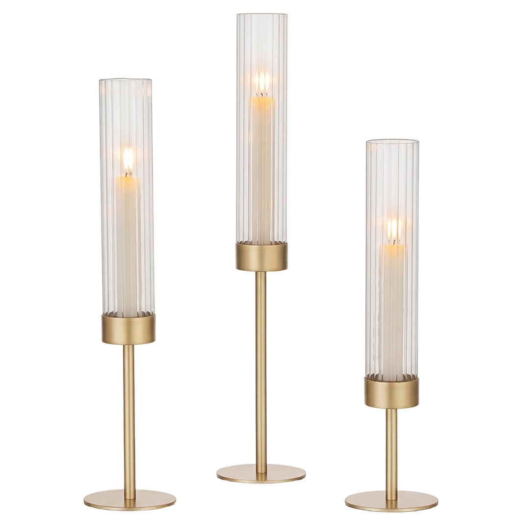 Gold Candle Holder Set 10x10x36cm