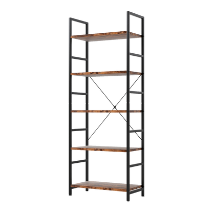 Compact 5-Tier Industrial Bookshelf Bookcase 157.5cm  Sleek Modern