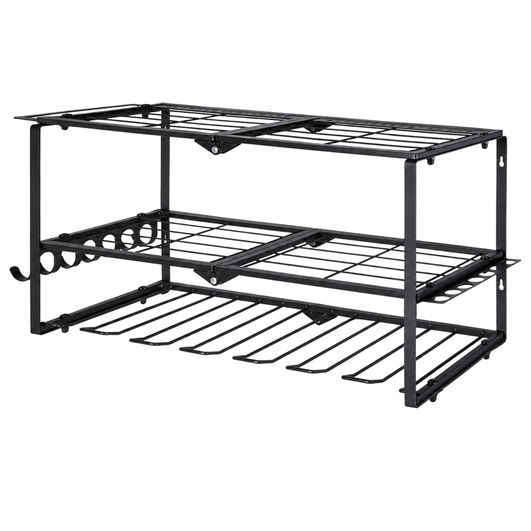 Garage Storage 3 Tier Rack Black 66x20x32cm