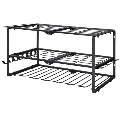 Garage Storage 3 Tier Rack Black 66x20x32cm