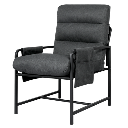 Functional Metal Framed Lounge Chair Linen in Dark Grey  Scandi