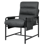 Functional Metal Framed Lounge Chair Linen in Dark Grey  Scandi