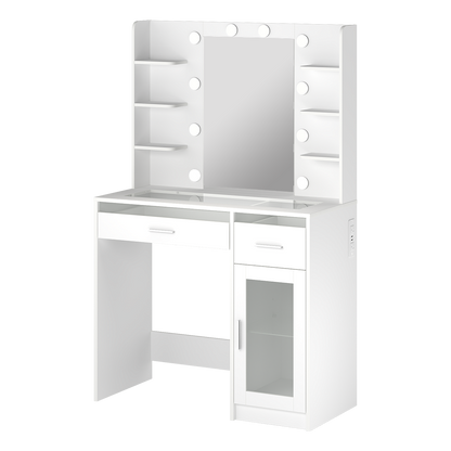 Vanity Desk Makeup Storage Table 90x40x141cm
