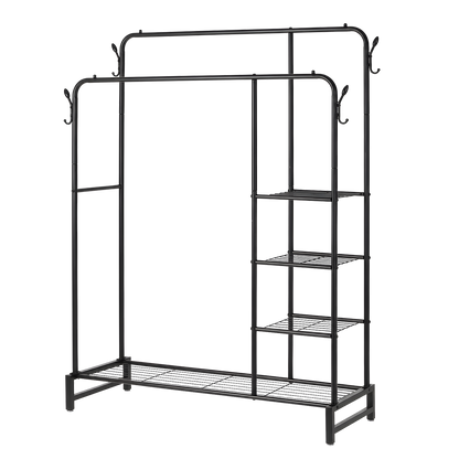 Double Rail Clothes Rack Black 122x42x160cm