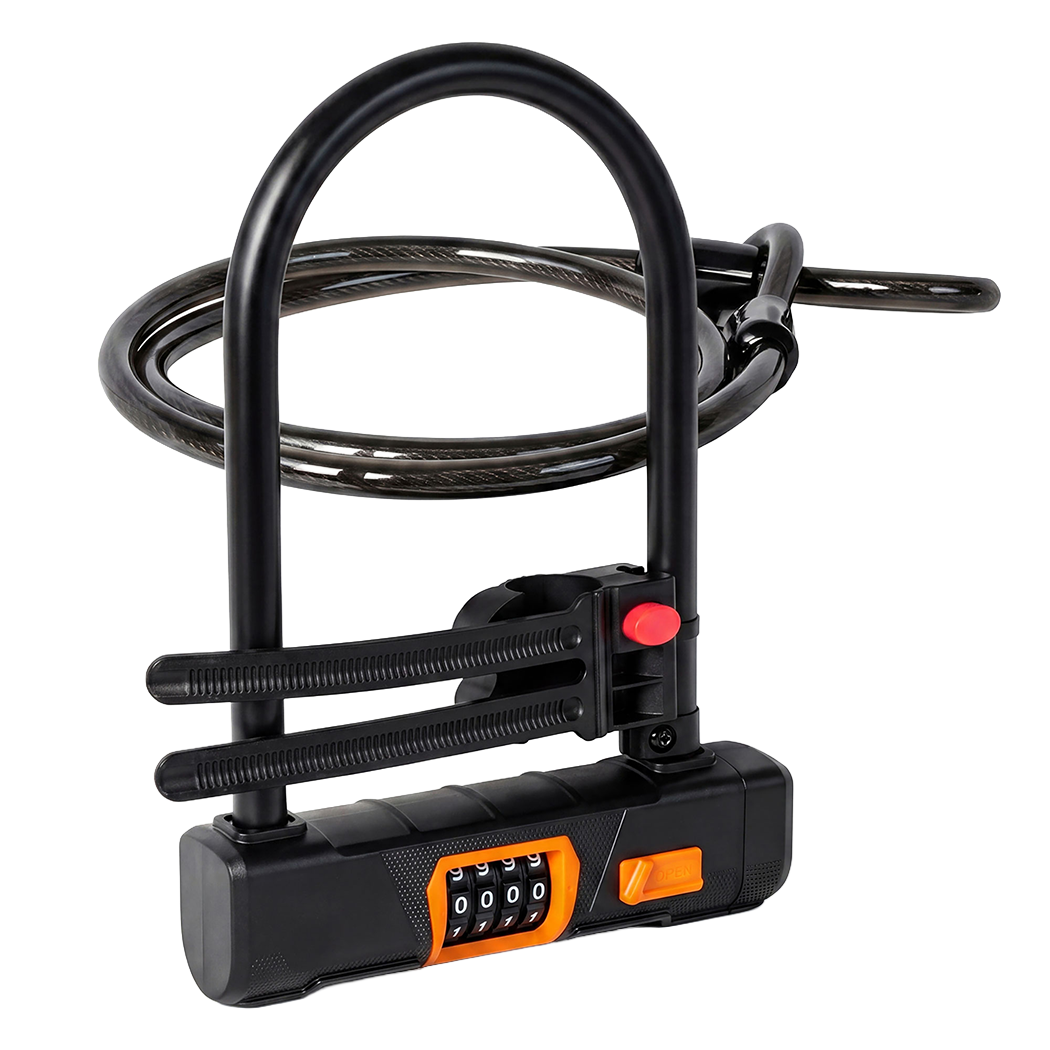 Bike Lock 4 Digit Combination Bicycle D Lock Security Cable Anti Theft Scooter