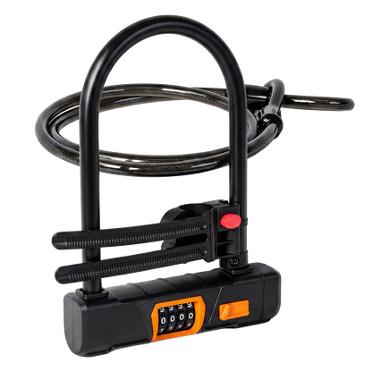 Bike Lock 4 Digit Combination Bicycle D Lock Security Cable Anti Theft Scooter