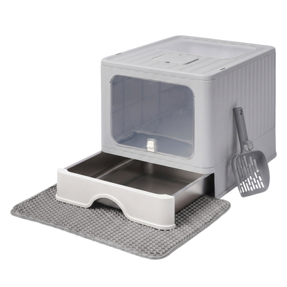 Stainless Steel Enclosed Cat Litter Box Grey 49x38x36cm
