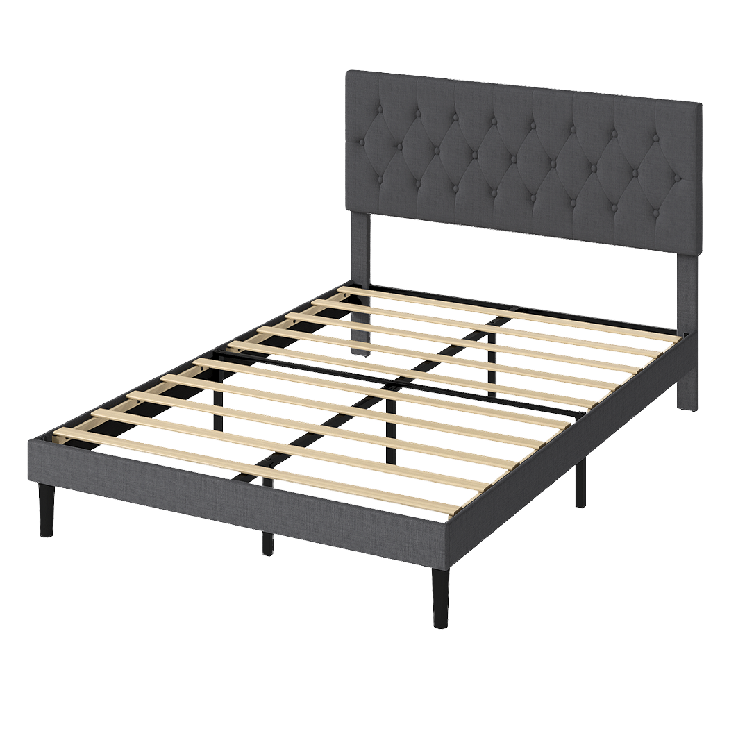 Grey Upholstered Bed Frame Queen 203.5x155x103cm