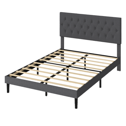 Grey Upholstered Bed Frame Queen 203.5x155x103cm