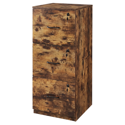 Levede File Cabinet Document Organiser  3 Lockable Drawers Vertical Cabinet