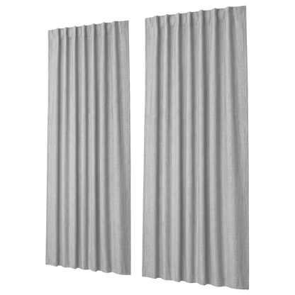 Marlow Blackout Curtains 2 Panels Thermal Linen Look Blockout Drapes Grey