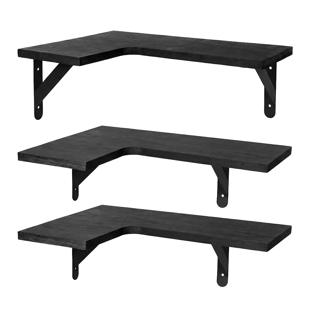 Corner Floating Shelves 3pc L-Shaped Wall | HomeAndLiving - 9