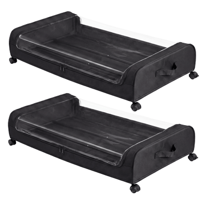 Levede 2x Under Bed Storage Containers for Shoe and Apparel Clear-Lidded Black