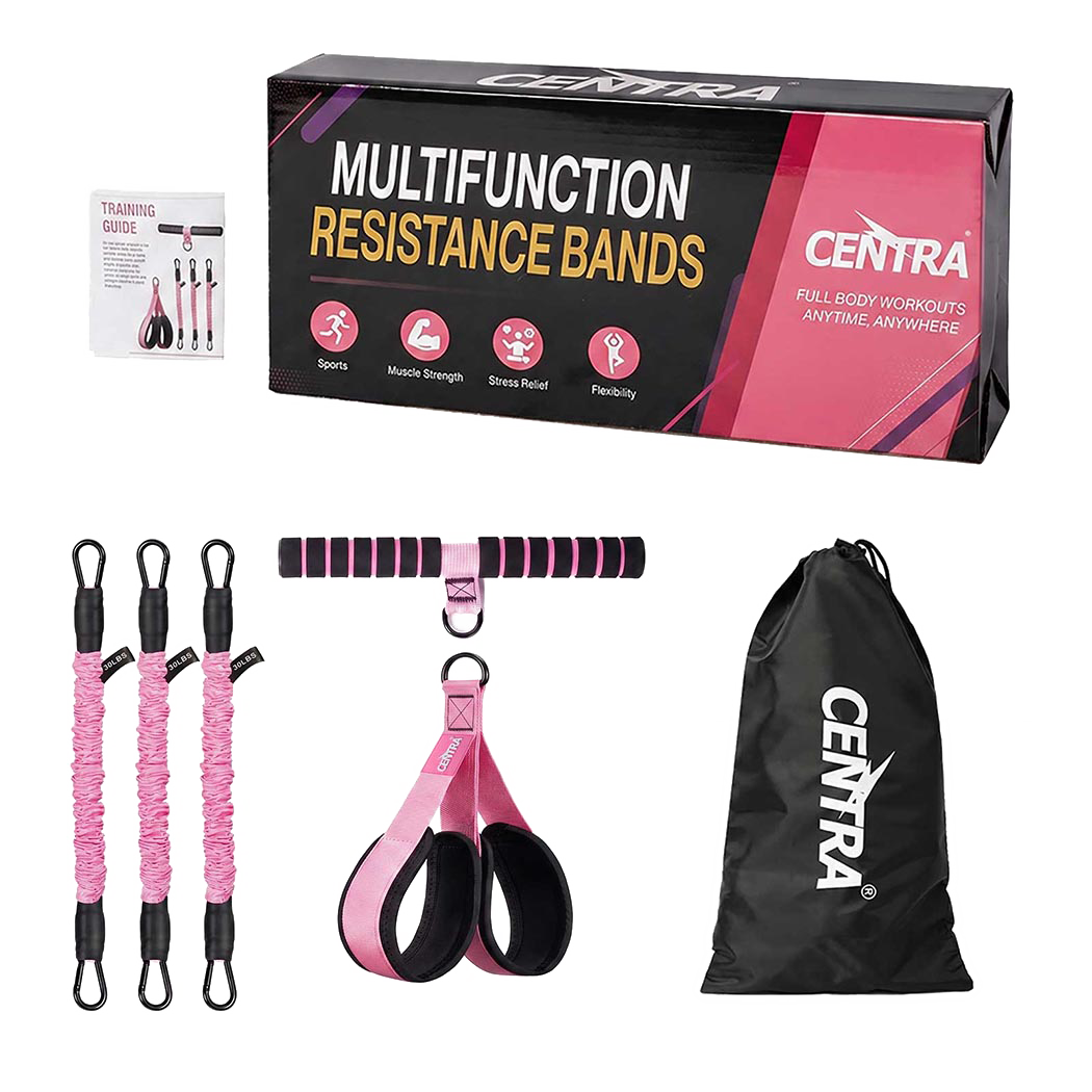 Resistance Bands Set Adjustable Pink 3x30cm