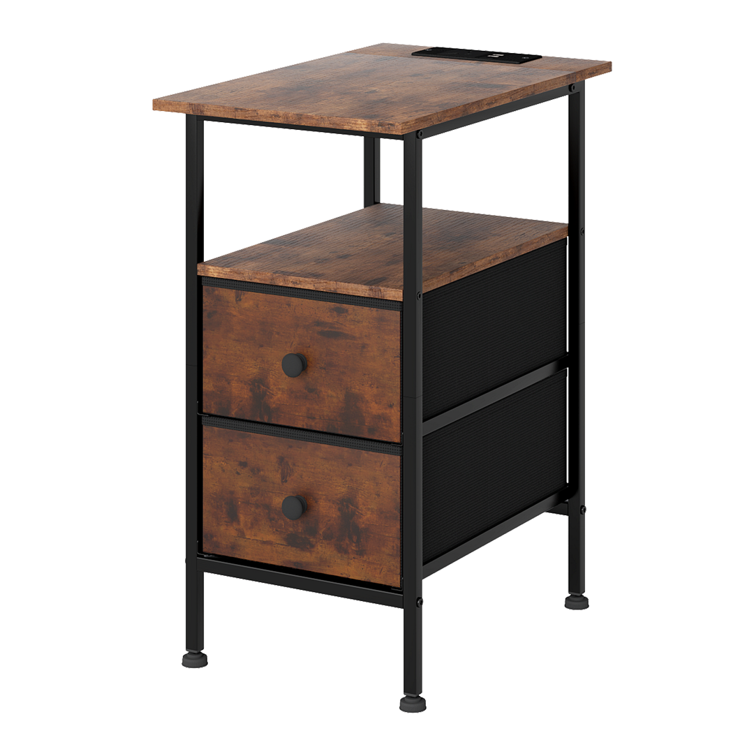 Bedside Table 2 Drawer Brown 48x30x60cm