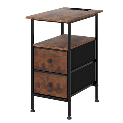 Bedside Table 2 Drawer Brown 48x30x60cm