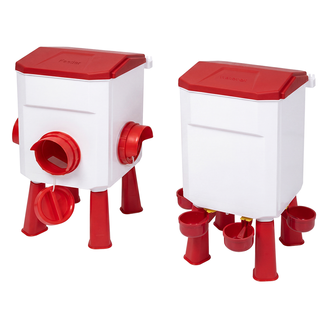Pawz Auto Chicken Feeder and Waterer Set 12kg 11L Gravity Food Water Dispenser