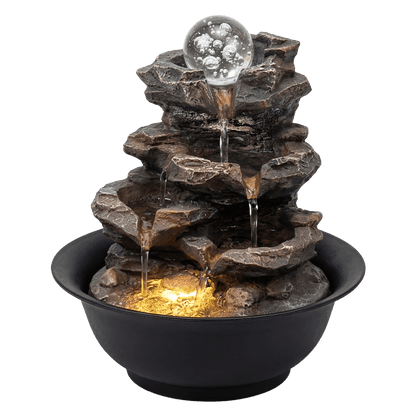 Indoor Water Fountain Brown Tabletop 21x21x24cm
