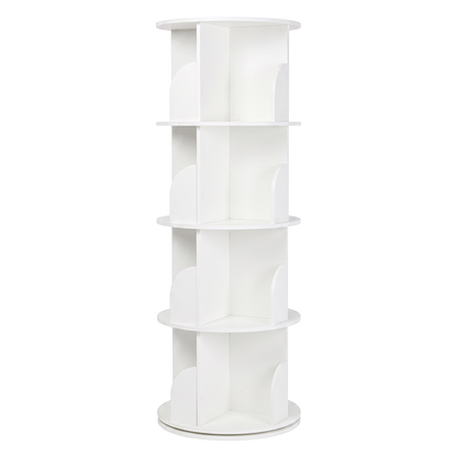 Rotating Bookshelf 4 Tier White 46x46x127cm