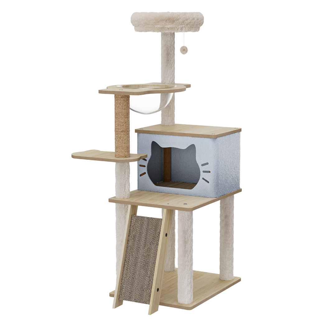 Cat Tree Tower Scratcher Beige 50x40x120cm