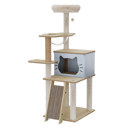 Cat Tree Tower Scratcher Beige 50x40x120cm