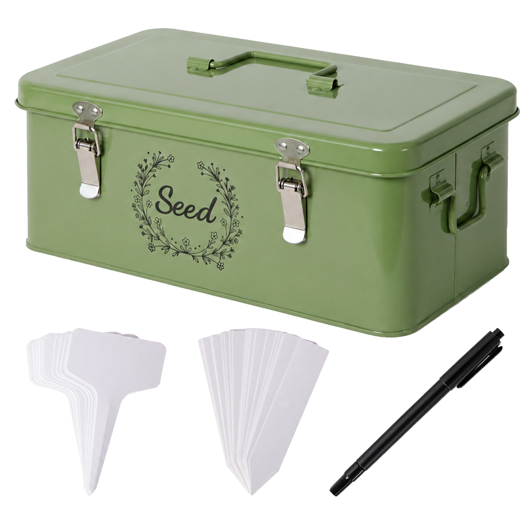 Seed Storage Box 4 Compartment Green 33x18x13.5cm