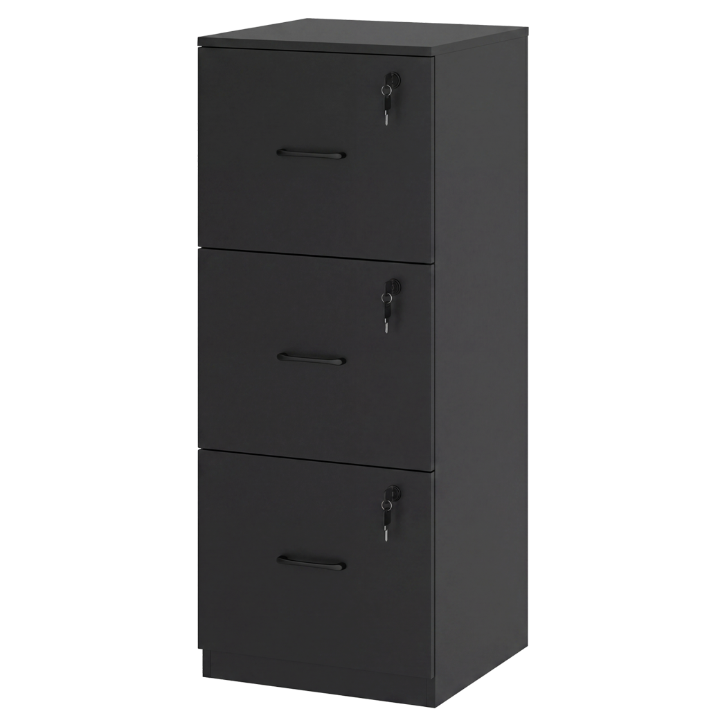 Levede File Cabinet 3 Lockable Drawers Modern Document Organiser Home Office