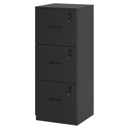 Levede File Cabinet 3 Lockable Drawers Modern Document Organiser Home Office