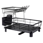 2 Tier Dish Drying Rack Black 360° Drain | HomeAndLiving
