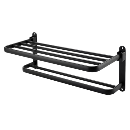 Double Bar Towel Rack Wall Mounted Black | HomeAndLiving - 9