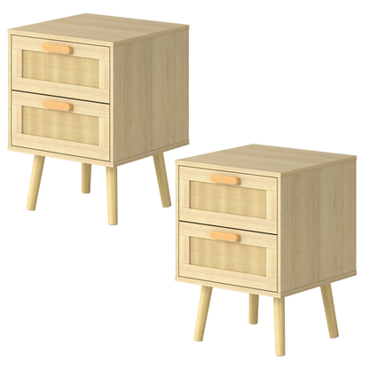Bedside Tables Natural Rattan 40x40x56cm