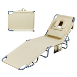 Compact Foldable Beach Lounge Chairs with Face Hole Khaki  Scandi