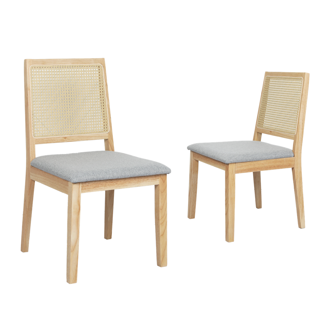 Premium 2x Rattan Dining Chair Solid Wood Lounge  Scandi Inspired